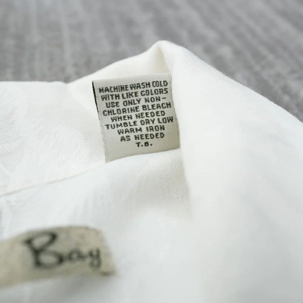 Batik‎ Bay Shirt Men Vintage Button Up White Pocket Easy Care Rayon Casual XL